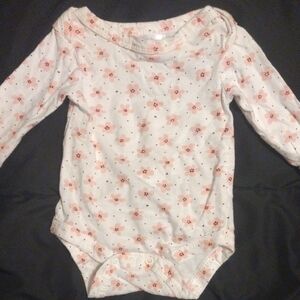 Pink and White Floral Bodysuit with Long Sleeves​​